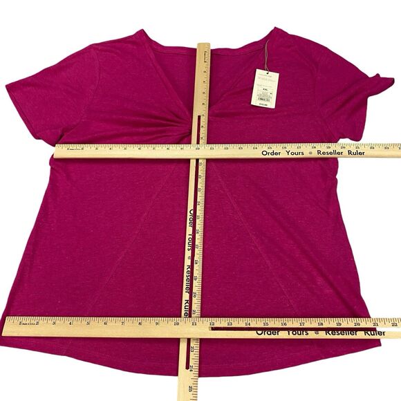 A new day Women's T shirt Pullover Short Sleeve V-Neck Pink Size XXL - Picture 3 of 15
